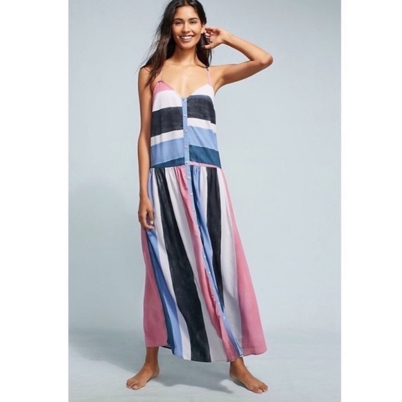 Mara Hoffman Phoebe Colorblock Cover Up Maxi Dress Size M - Picture 1 of 16